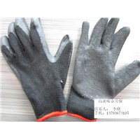 10 G black  T/C knitted liner black  latex palm coating crinkle finish