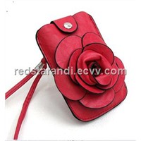 2012 new style PU camelliae mobile phone bag hot sale