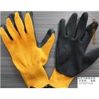 21 G  yellow  T/C knitted liner black  latex palm coating crinkle finish