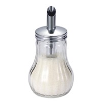 250ml diagonal grain glass bottle &amp;amp; metal chrome plated salt dispenser