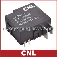 60A Magnetic Latching Relay with 250V AC Coil Voltage and Silver Alloy Contact Material - CY206-60A
