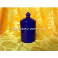 Blue Glazed Ceramic Candle Jars, candle vessels