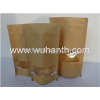 Brown Paper Zip Lock Bag with Window for Coffee