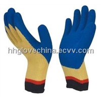 Kevlar yarn seamless knitted gloves with latex coated on palm