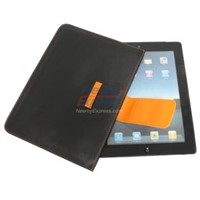 Leather Case Cover With Kickstand for iPad 2 Black(orange tache)