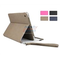 Leather Folio Case Smart Cover for iPad 2 & The New iPad With Adjustable Multi-angle Stand, Brown