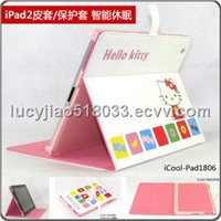Leather case for iPad, hello kitty style      icool-1806