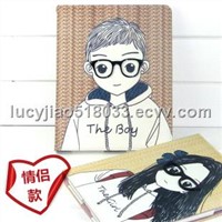 Leather case with lovers picture for iPad                     icool-3003