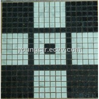 Marble Mosaic Tile/ Black Blend White