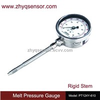 Mechanical rigid stem melt pressure gauge
