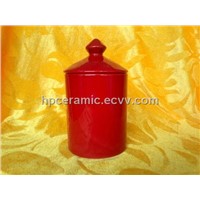 Red Glazed Ceramic Candle Jars, candle containers