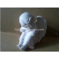 Sitting Porcelain Angel Figurine / Porcelain Angel Figure