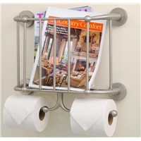 Wall Mounted Magazine Rack and Double Toilet Tissue Holder