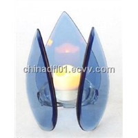 blue lotus glass candle holder