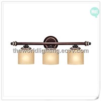 BL5060-3W-Black Steel Branch Pink Cylindrical Glass Bathroom Wall Light with 3 Bulbs