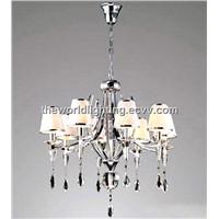 Chrome Metal Stand Fabric Cover Glass Decoration Simple Modern Crystal Chandelier China (CHMC2005)