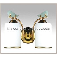 Golden Steel Branch Cylindrical Shape Glass Bathroom Wall Light (VC976-2W)