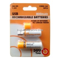 USB Rechargeable AA Batteries with USB2.0 plug