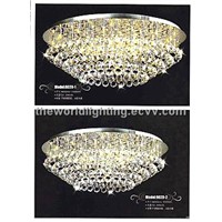 (9020-1-2) Chrome Metal Stand Golden Big Crystal Decoration Pendant Lamp