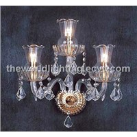 (AQ0217 3W) Golden Metal Stand Crystal Decoration Glass Wall Lamp