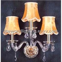 (AQ0227 3w) Hot Selling Yellow Fabric Cover Crystal Decoration Glass Wall Lamp