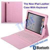 Bluetooth V2.0 Wireless Keyboard Leather Case for New iPad (Pink)
