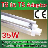 CE listed T8 to T5 adapter fixture with reflector