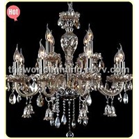 (CHGC0255-8+4) 2012 Hot Red Wine Color Glass Candle Shape Crystal Classical Chandelier