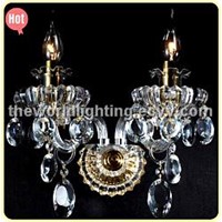 (CHGC0265-2W) White Wine Transparent Color Glass Candle Shape Crystal Classical Wall Lamp