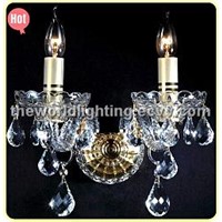 (CHGC0267-2W) White Wine Transparent Color Glass Candle Shape Crystal Classical Wall Lamp