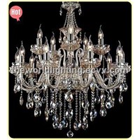 (CHGC0269-10+5) 2012 Champagne Transparent Color Glass Candle Shape Crystal Classical Chandelier