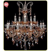 (CHGC0272-10+5)Amber Glass Candle Shape Crystal Classical Chandelier