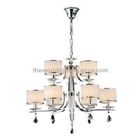 CHMC2006-2012 Hot Chrome Metal Stand Fabric Cover Glass Decoration Modern Crystal Chnadelier China
