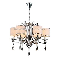 CHMC2008-2012 Hot Chrome Metal Stand Fabric Cover Glass Decoration Modern Crystal Chandelier