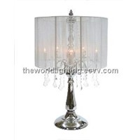 CTL001-Chrome Metal Stand Fabric Cover Crystal Chandelier Decoration Table Lamp