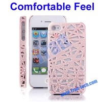Fashionable Line Bird Nest Hard Case for iPhone 4/4S(Pink)