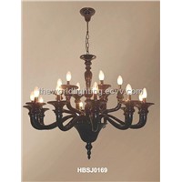 HBSJ0169-Black Metal Stand Glass Candle Shape Chandelier