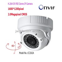 H.264 2Megapixel Infrared POE Dome IP Camera