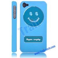 Happiness Smile Face Hard Case for iPhone 4/iPhone 4S (Blue)
