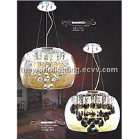 (IMG_0032) Chrome Metal Stand Glass Cover Crystal Decoration Modern Pendant Lamp