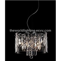 (PLMC203-2)2012 Hot Selling Chrome Metal Stand Glass Cover Modern Crystal Pendant Lamp China