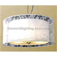 PLMD2013W-Transparent Plastic White Fabric Kitchen Pendant Lamp