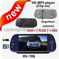 RV-706, 7 inch HD rear view monitor with MP5 player,HD mp5 player(clip on)