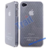 Solid Color Transparent TPU Back Case for iPhone 4/4S(White Transparent)