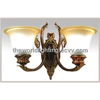 (VC883-2W)Antique Bronze &amp;amp; Glass Bathroom Wall Light with 2 Lamps