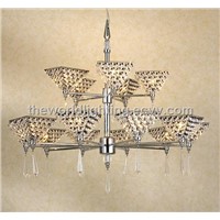 (Vmeis3045D-23) Chrome Metal Stand Mixed Colors Crystal Cup Shape Glass Chandelier
