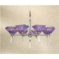 (Vmeis3045D-28) Chrome Metal Stand Blue Color Crystal Cup Shape Glass Chandelier