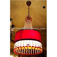 Vmeis88014(D470H865) Red Fabric Mixed Color Modern Crystal Pendant Lamp