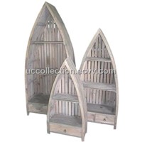 Wooden boat shelf