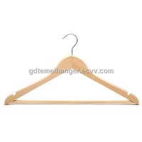 Wooden clothes hanger with cross bar